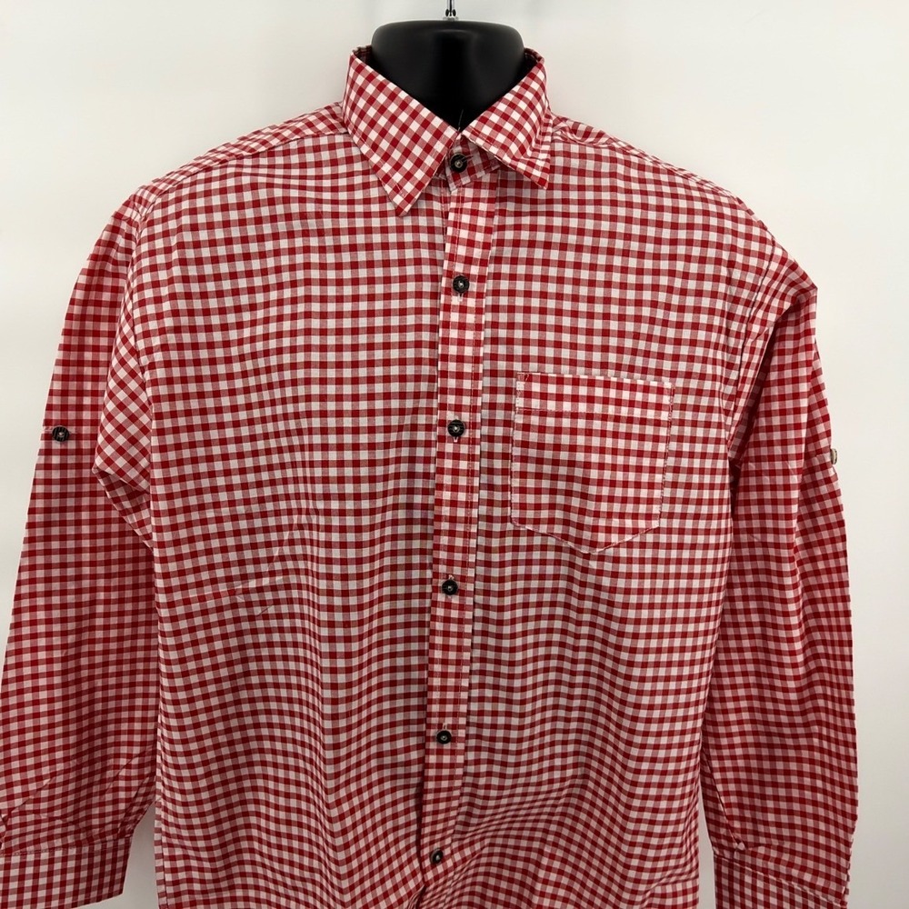 Men's Red Gingham Button Down Shirt - Woody's Classic Man - Size Large